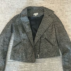 Hinge black and white tweed Moto jacket size small
